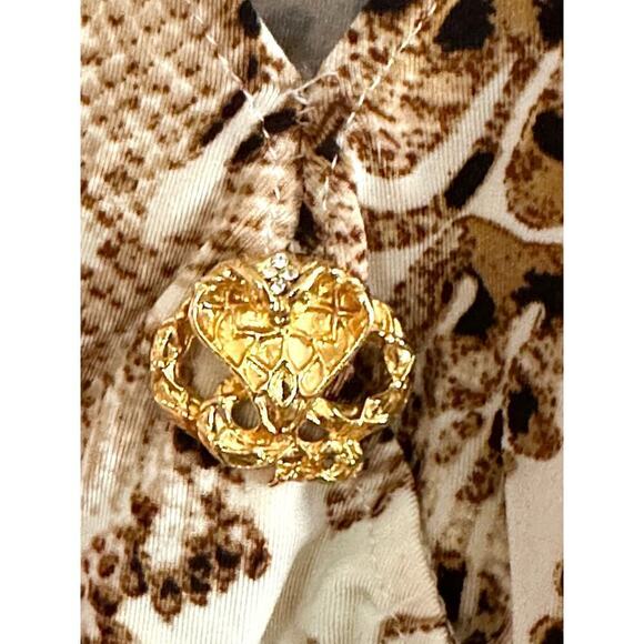 ROBERTO CAVALLI Leopard Floral Animal Snake Print Dress Gold Python Hardware - M - Picture 3 of 11